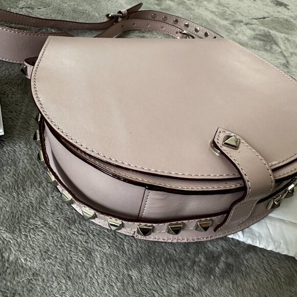 Rebecca Minkoff Blush Pink Skylar Studded Flap Crossbody Purse Handbag Leather - Picture 2 of 7